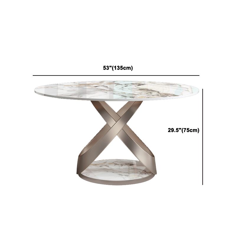 Round Dining Table Set 1/4/5/7 Pcs Sintered Stone Dining Table with Upholstered Chairs