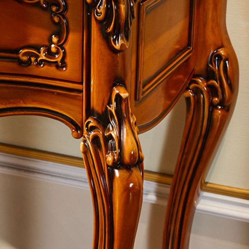 17.71" Wide Brown Vanity Set with Mirror Wood Vanity Tables with 3 Storage Drawers