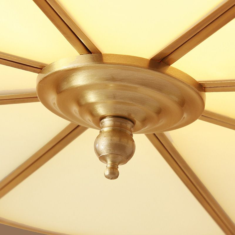 Flush Mount Light Fixture Traditional Flush Mount Fixture with Clover Glass Shade in Gold