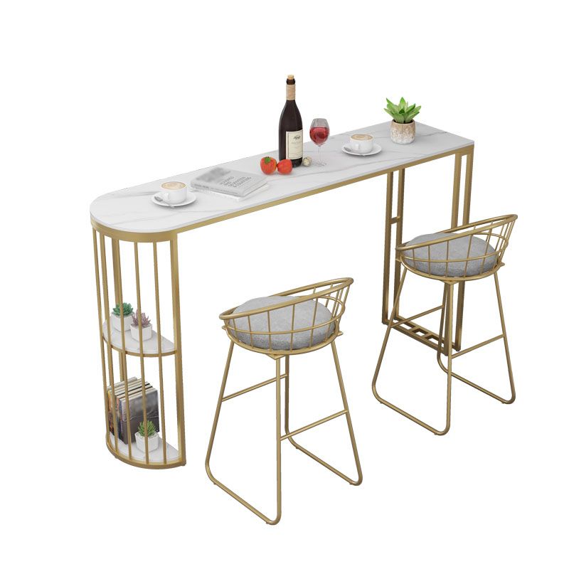 Nordic Glam Style Bar Table 42-inch Height Metal Base Bistro Table for Dining Room