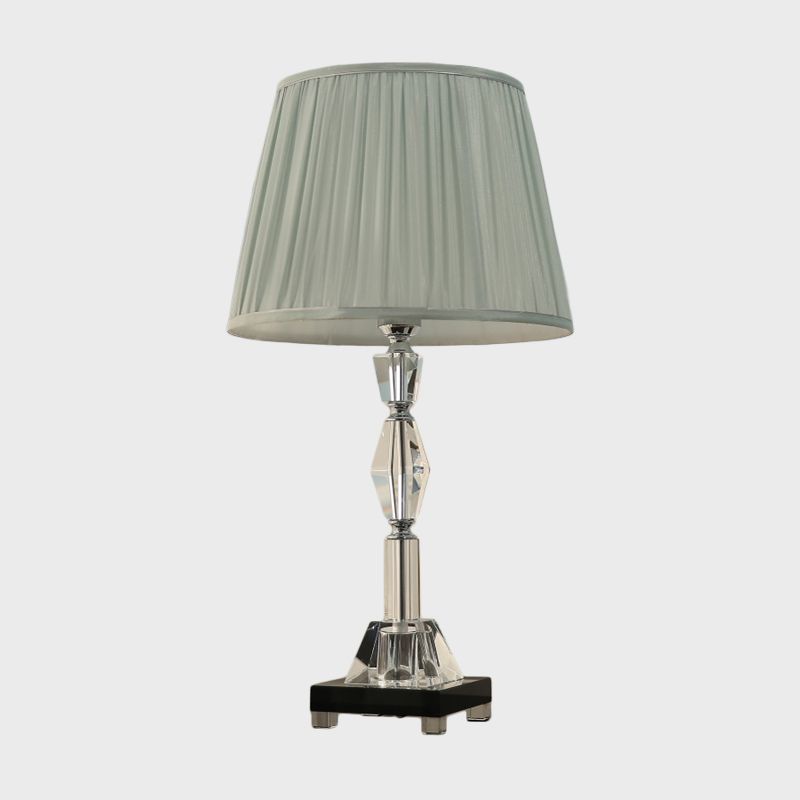 Lampada da tavolo moderna con poliedri/sfere sfaccettate, 1 lampadina, lampada da comodino in cristallo trasparente con paralume plissettato