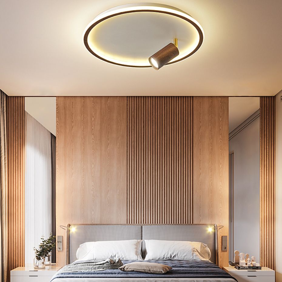 1 Spotlight Minimalism Circle Flush Mount Ceiling Light Aluminum Bedroom Flush Light