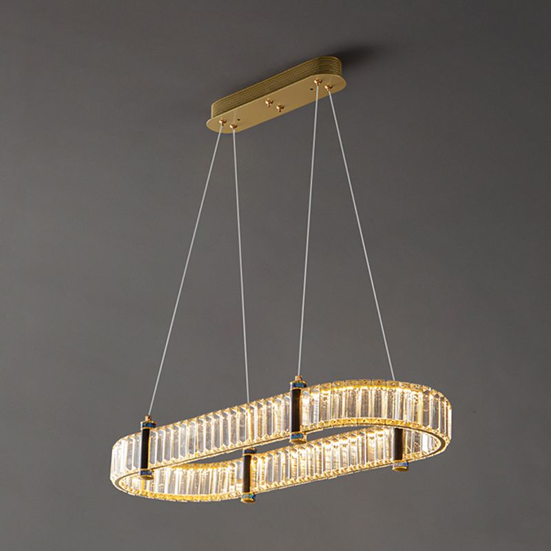 Contemporary Island Light Fixtures Oval Hanging Lamp with Crystal for Dining Room
