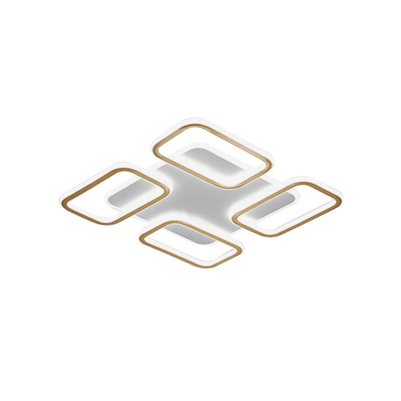 Squared Acrylic Ceiling Flush Light Simplicity Gold 16.5"/20.5" Wide LED Flush Mount Lighting in Warm/White Light