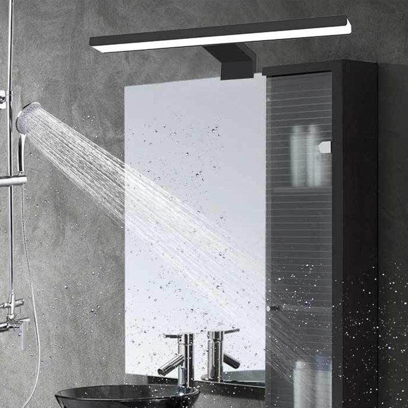 1-Light Metal Linear Shade Wall Sconce Modern Style Mirror Wall Lighting in Black