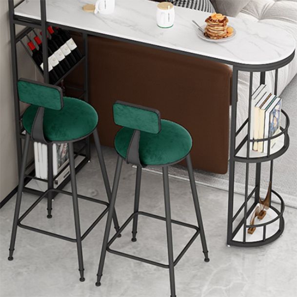 Glam Style Bistro Set 1/3 Pieces Stone Bar table with Upholstered Stools