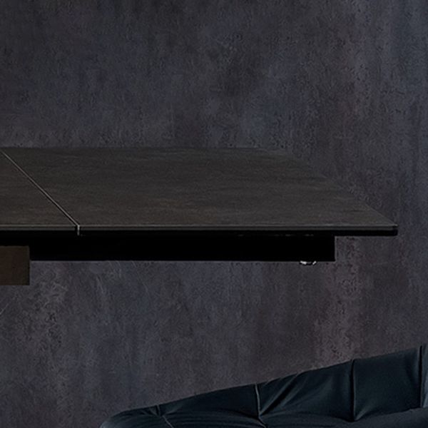 Rectangle Traditional Luxury Dining Table Grey Sintered Stone Table with Double Pedestal