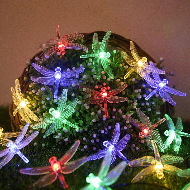 Dragonfly Solar String Light Nordic Style Plastic Outdoor Landscape Light