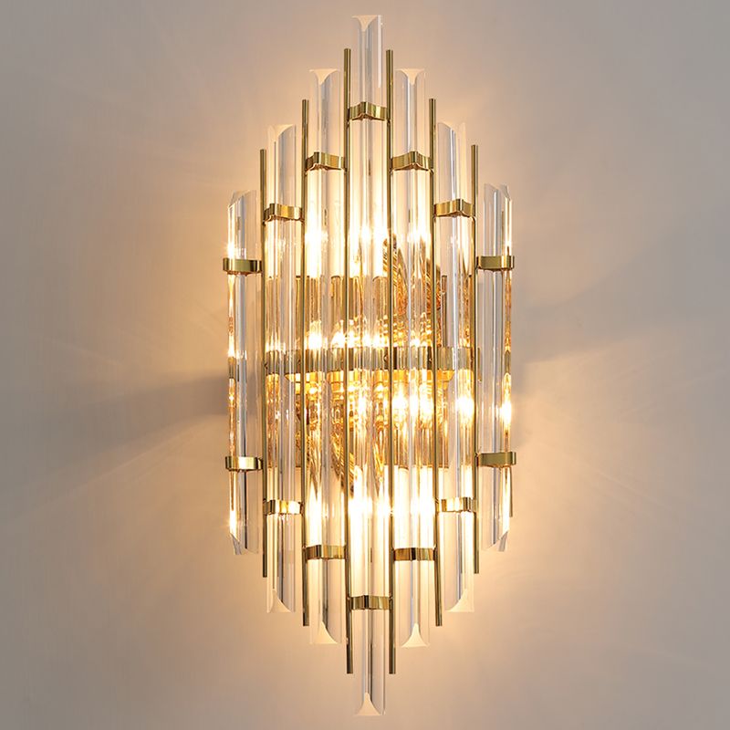 Geometric Gold Wall Lamp in Modern Creative Style Wrought Iron Wall Sconce with Crystal Shade