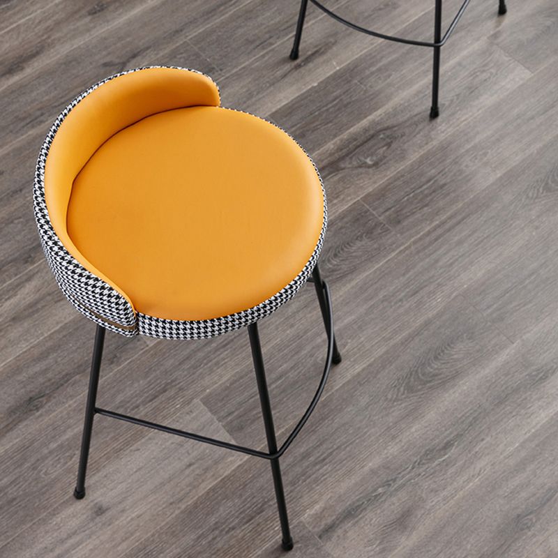 Taburete de bar moderno, taburete de bar de cuero sin brazos con reposapiés, base de metal