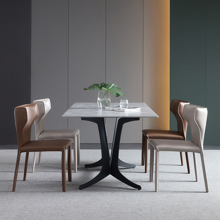 Modern Style Leather Dining Side Chair Wingback Side Armless Chair for Restaurant Use