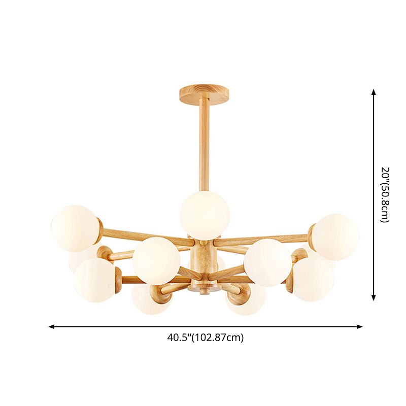 Contemporary Globe Pendant Light Fixture Wood Hanging Pendant Light for Living Room