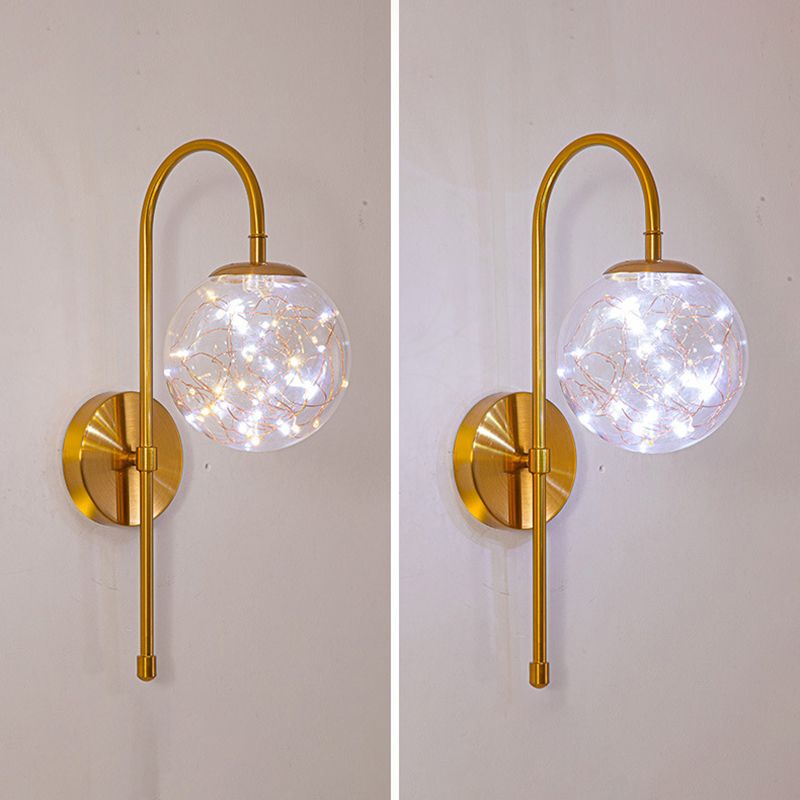 Modern Style Ball Wall Mounted Lamps Glass 1 Light Wall Lamps in Gold