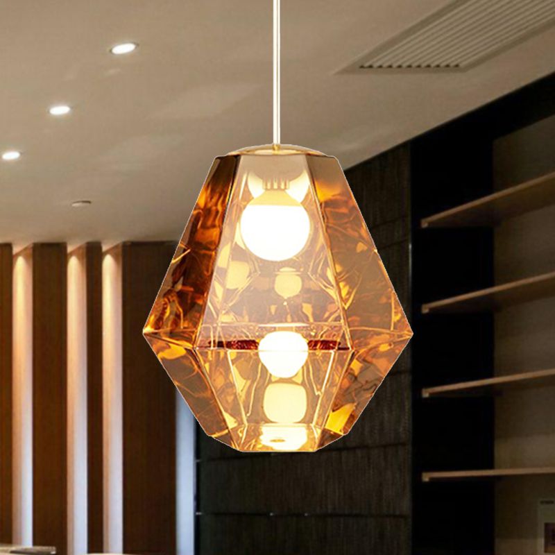 Diamond Anhänger Beleuchtung postmodernes Glas 1 Licht klar/bernsteinfarben