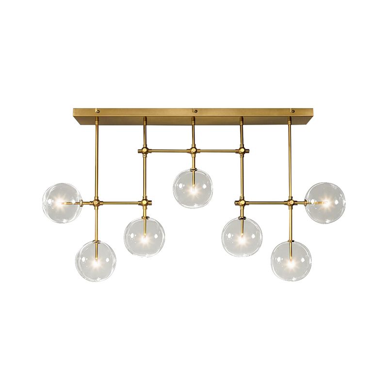 Black/Gold Sphere Island Lighting Nordic Clear Glass 7 Bulbs Hanging Lamp Kit for Living Room