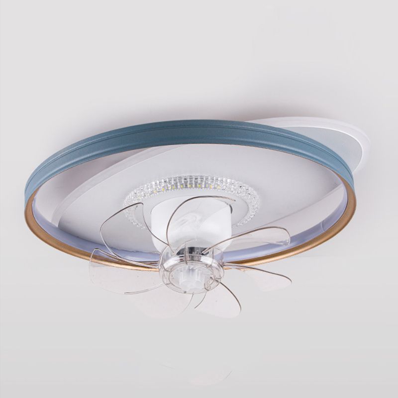 Round LED Ceiling Fan Light 1-Light Ceiling Mount Lamp with Acrylic Shade for Living Room