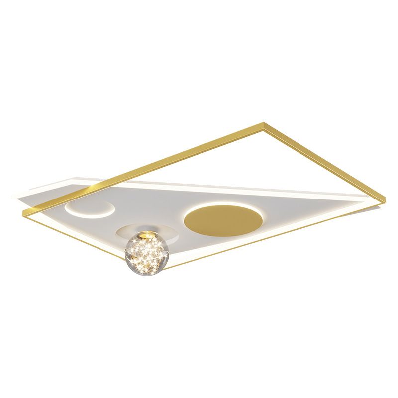 Modern Luxury Style Spherical Flush Mount Ceiling Light Fixtures Glass Flushmount Lighting in Gold Finish