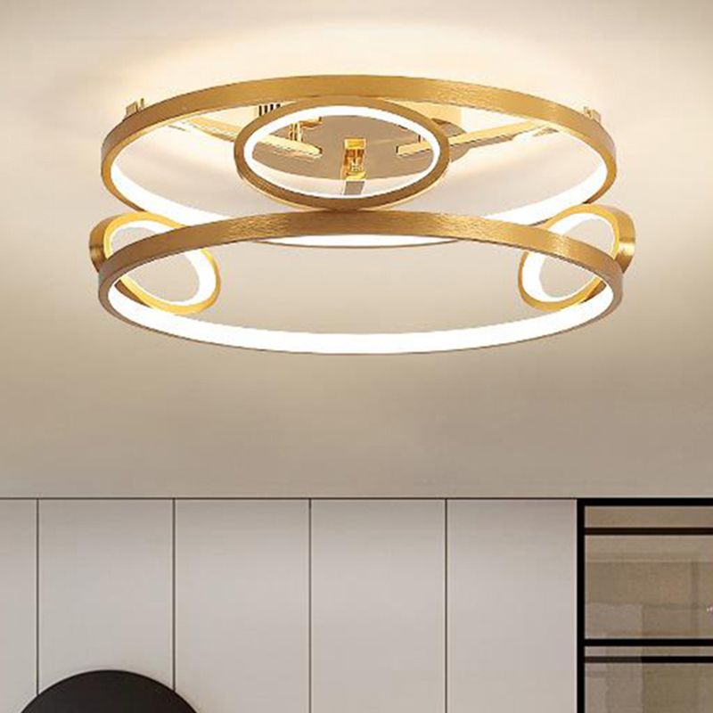 Tiered Semi Flush Light Simple Acrylic LED Gold Ceiling Mounted Fixture for Living Room, 18"/23.5" Wide