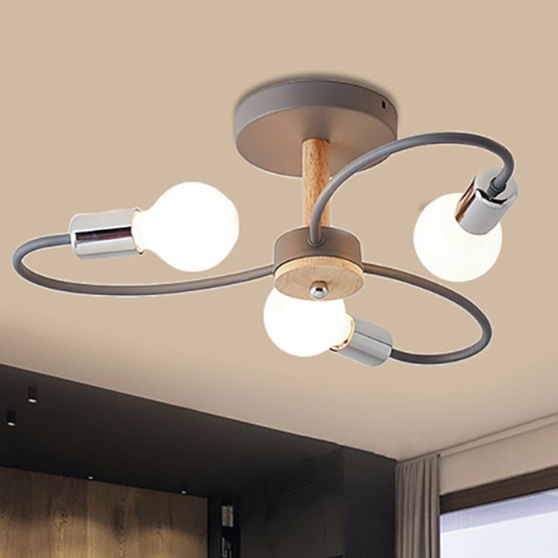 Spoetnik semi-inbouwlamp eigentijds metaal 3/6/8 lampen grijs/groen semi-inbouw plafondarmatuur met gebogen arm