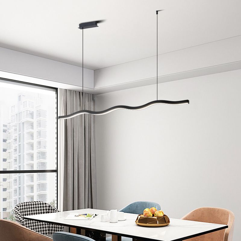 1-Light Island Hanging Lamp Modern LED Island Lamp with Acrylic Shade for Dining Room