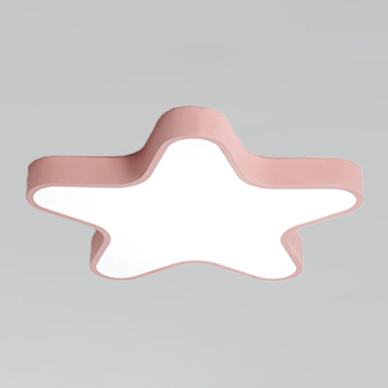 Pentagram Shape LED Ceiling Lamp Macaroon Modern Iron 1 Light Flush Mount for Bedroom