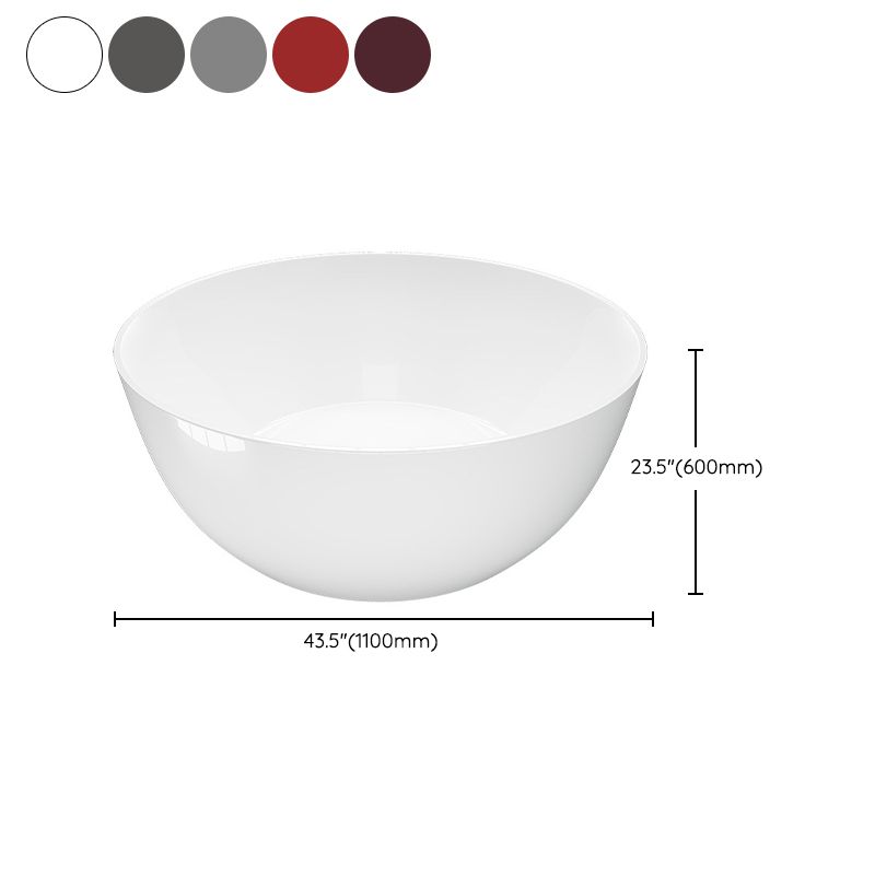 Acrylic Round Tub Soaking Freestanding Bathtub , 23.62-inch Tall