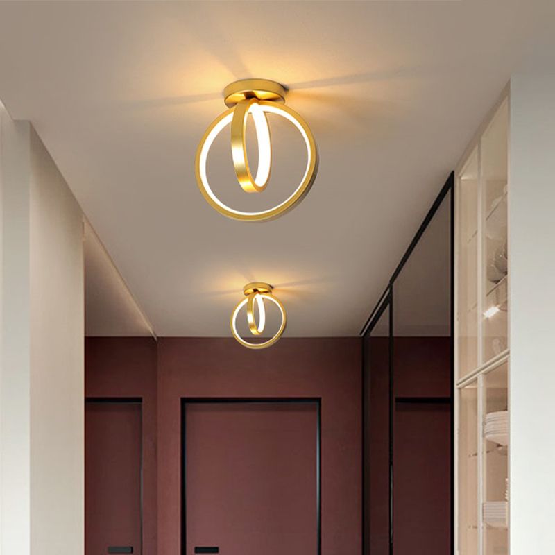 Circle Foyer-plafondinbouwlamp Metallic minimalistische LED-semi-inbouwverlichting