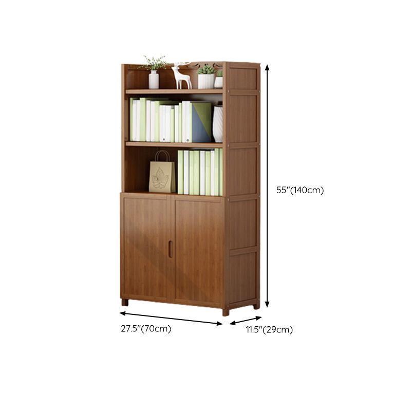 Brown Closed Back Book Shelf Bamboo Standard Vertical Bookcase for Home