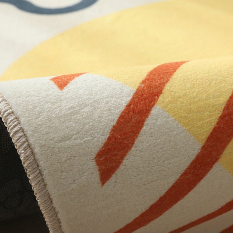Yellow Living Room Rug Nordic Graphic Area Rug Polyester Stain Resistant Rug