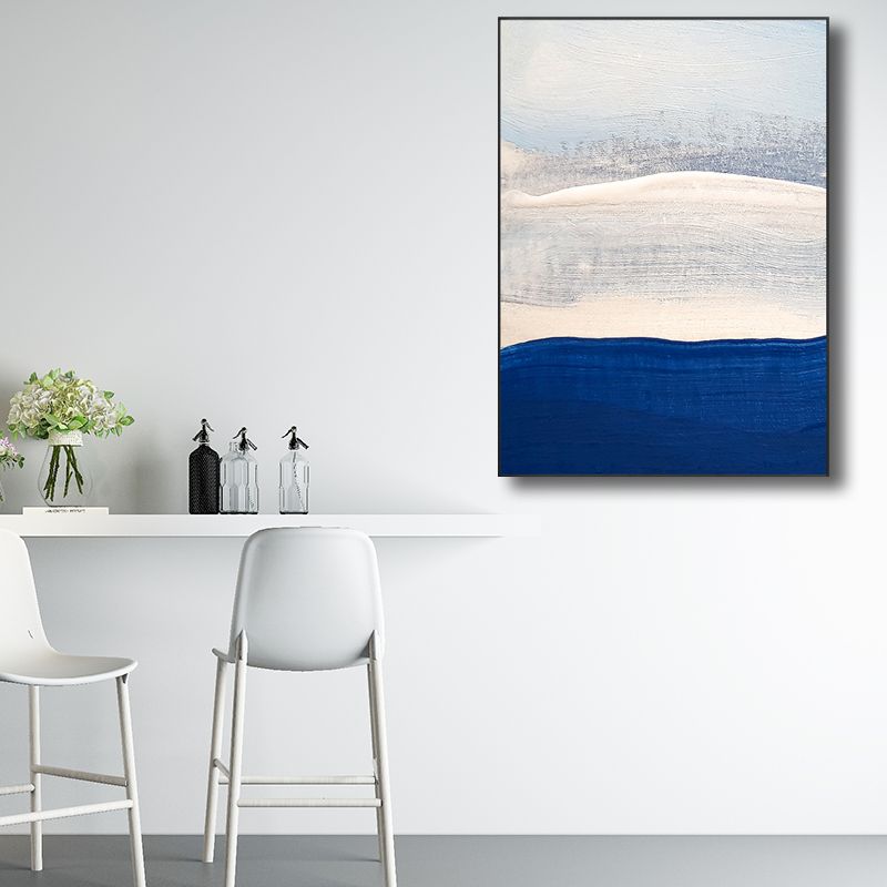 Modern Brush Stroke Wall Decor Canvas Textured Light Color Painting for Bathroom