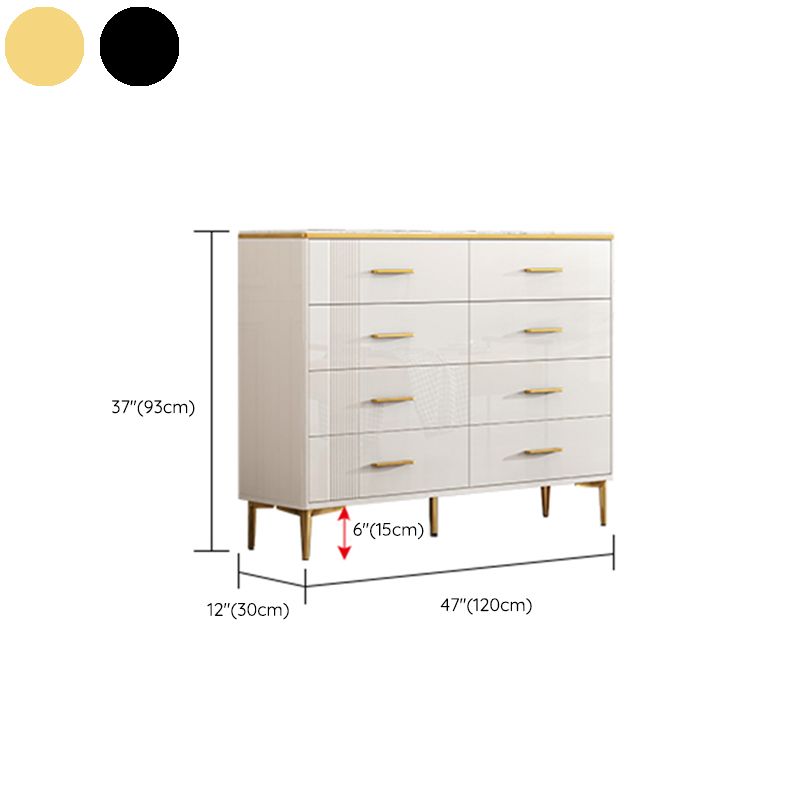 Contemporary Glam Stone Storage Chest Home Chest in White with Drawers