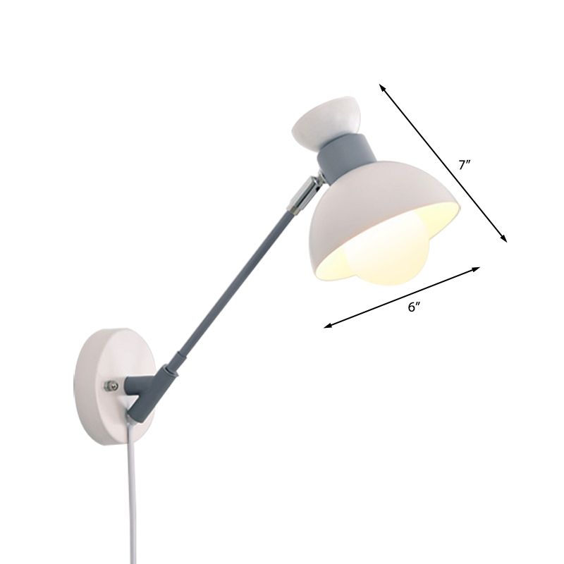 5.5"/6"/7" W Armed Wall Sconce Minimalism Metal 1 Head Wall Mounted Lighting in Grey for Living Room