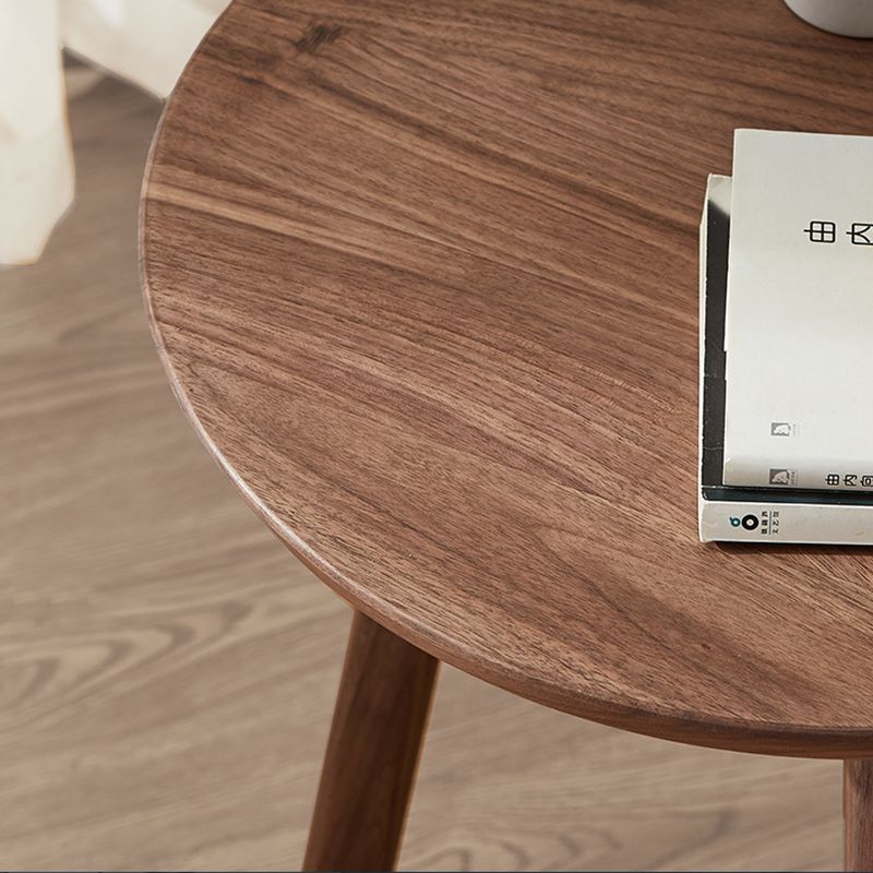 Contemporary End Table Solid Wood Brown Living Room Side Table