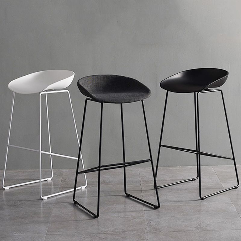 Glam Low Back Armless Bar Stool Indoor Plastic Stool with Metal Base