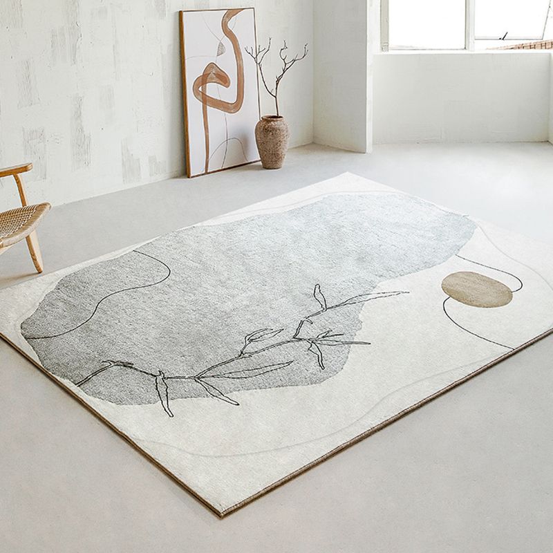 White Color Piece Rug Polyester Simple Rug Non-Slip Backing Rug for Drawing Room