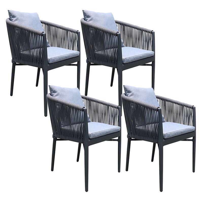 Industrial with Arm Dining Armchair Metal Patio Dining Side Chair