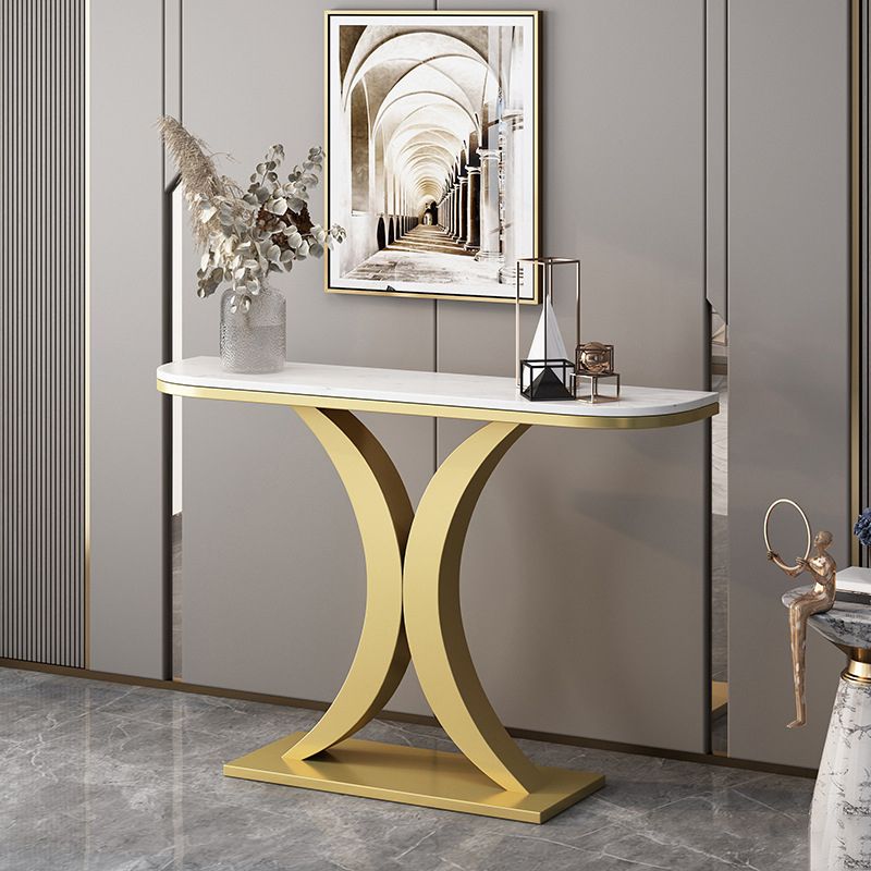 Contemporary Console Accent Table Antique Finish Console Table in Marble