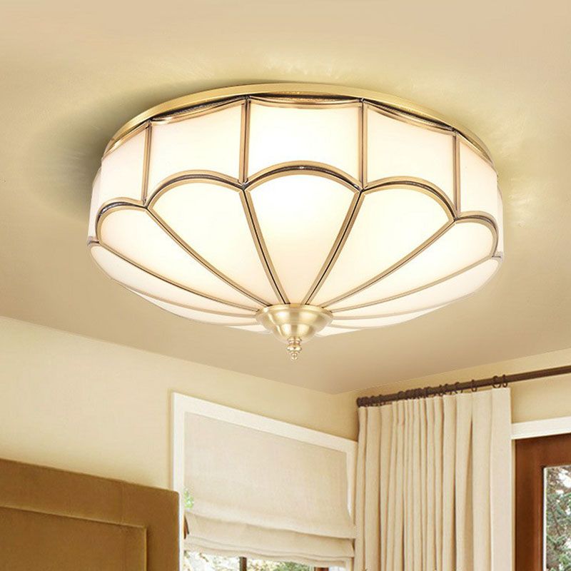 Scalloped Flush Ceiling Light Minimaliste White Glass Flush Mount Lighting Fixture