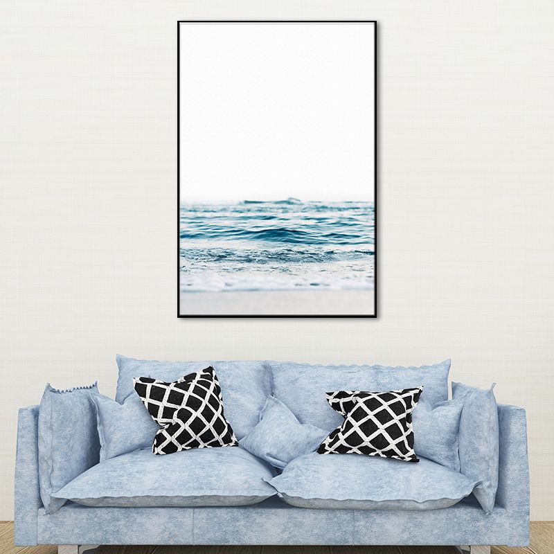 Ocean Waves Print Wall Art Modern Enchanting Seascape Canvas in Light Color for Room