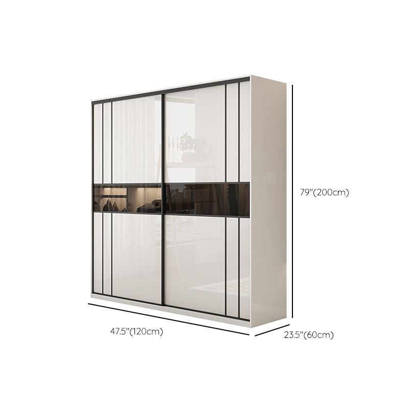 White Colour Wooden Wardrobe Cloth Rod Included Wardrobe Closet with Shelves