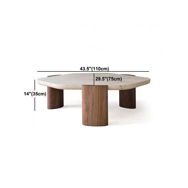 3 Legs Single Coffee Table Wooden Modern Brown Cocktail Table