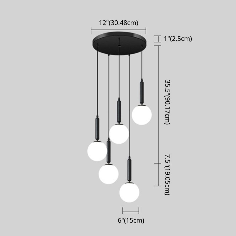 Modern Minimalist Multiple Globe Shade Pendant Light Metal Long Hanging Lamp for Living Room