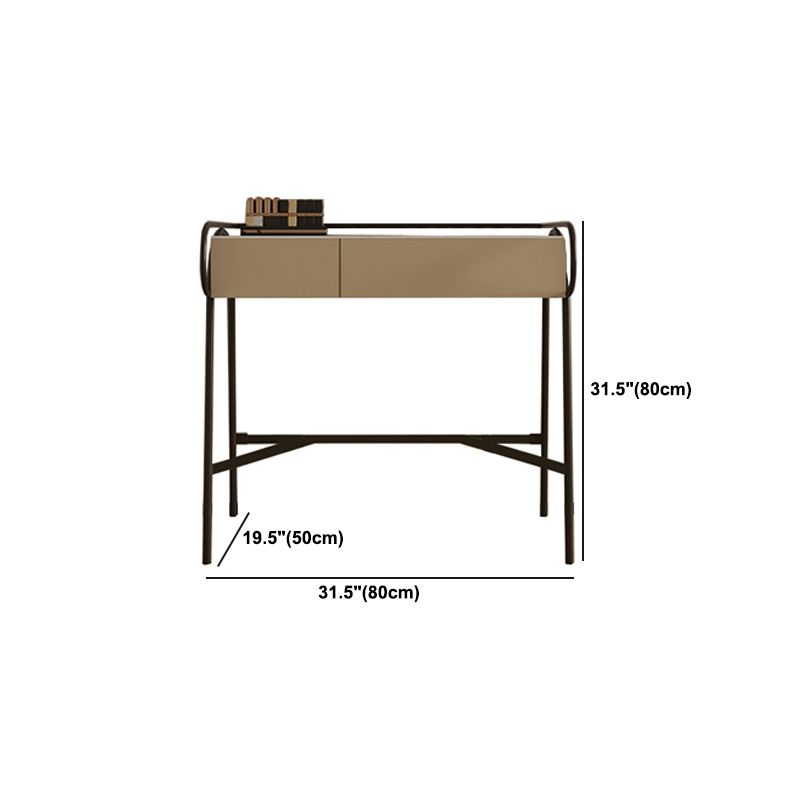 Stone Top Mirrored Make-up Vanity Metal Dressing Table Set with Stool