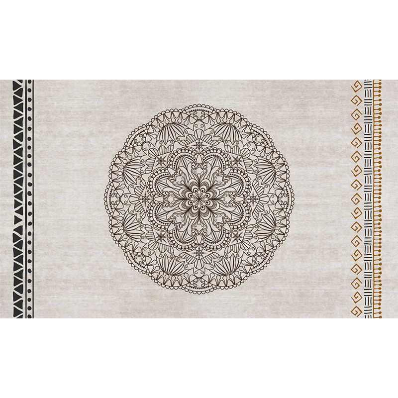 Moroccan Living Room Rug Multi Colored Flower Print Area Carpet Lamb Wool Non-Slip Backing Washable Indoor Rug