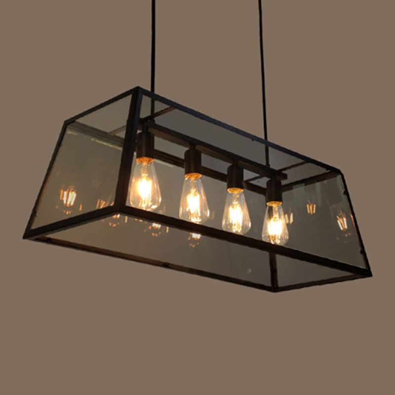 Industrial Trapezoid Island Pendant Lights Metal Multiple-Light Island Pendant Lighting