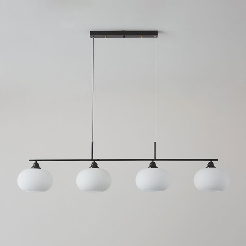 Modern Metal Pendant Light Persimmon Shape Island Light with Glass Shade for Living Room