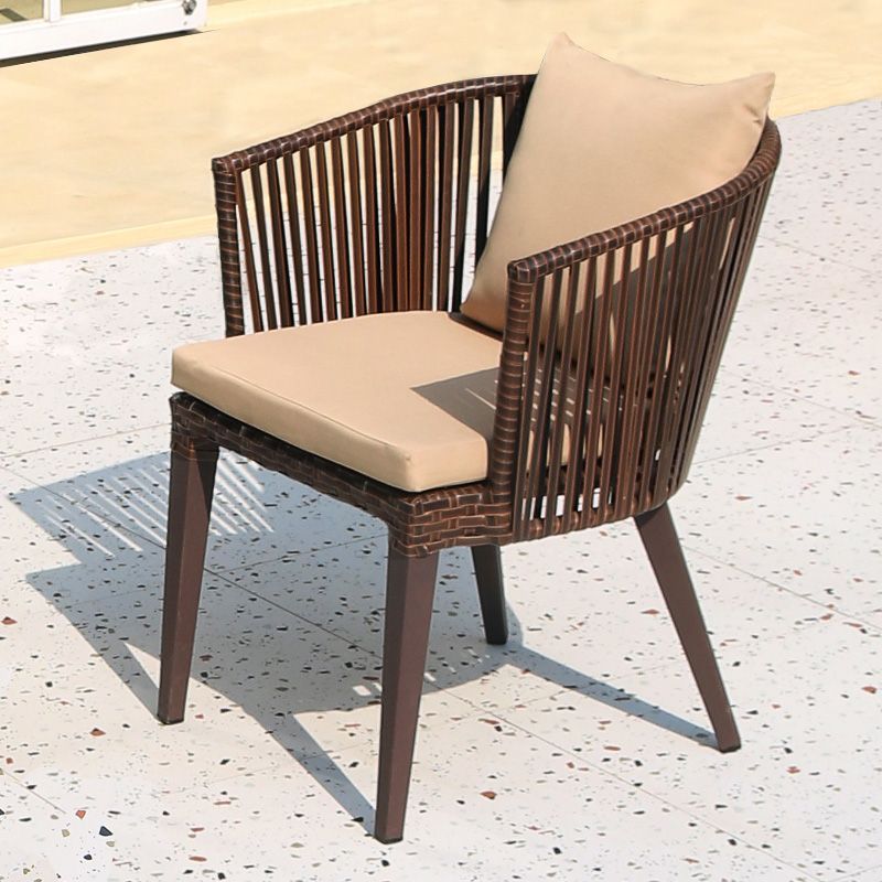 Tropical Rattan Patio Dining Chair Removable Cushion Outdoors Dining Chairs