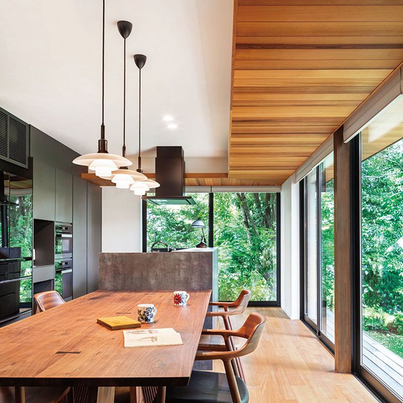 1-Light White Glass Suspended Lighting Fixture Minimalism Pendant Light Kit for Bedroom