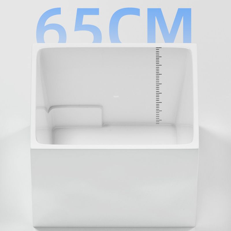 Modern White Rectangle Acrylic Bathtub Freestand Soaking Bathtub with Wood Bedplate