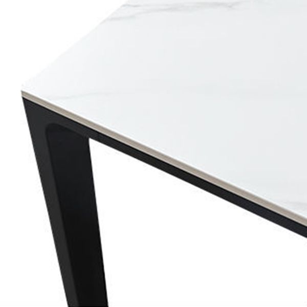 Industrial Style Rectangle Dining Table Sintered Stone Table with Metal Legs for Kitchen